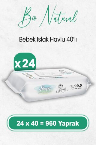 Sleepy Bio Natural 40 Yaprak 24'lü Paket Islak Mendil