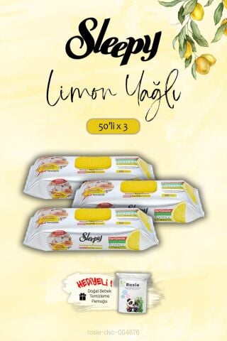 Sleepy Mutfak Havlusu Limon Yağlı 3'lü 50 Yaprak, ROSIE Hediye