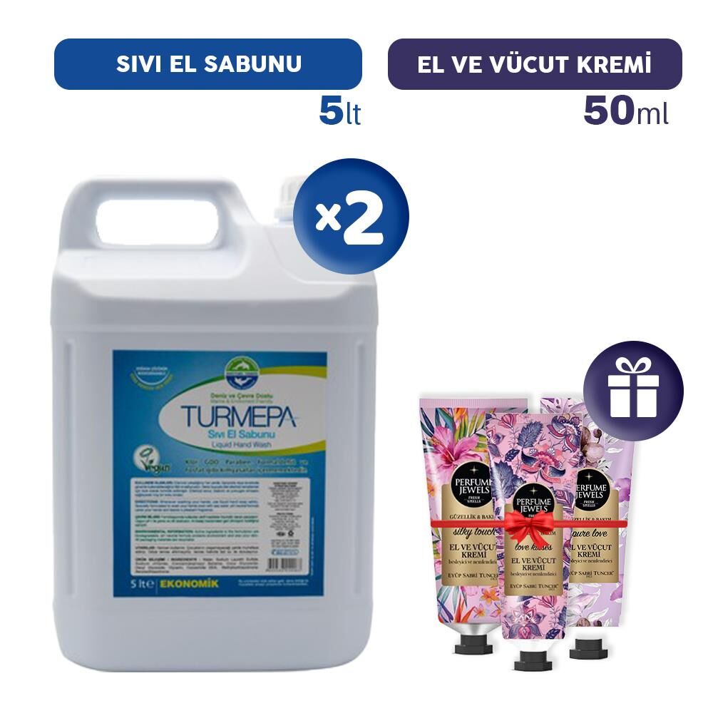 Turmepa Sıvı Sabun 5 lt x 2, El Kremleri Hediye
