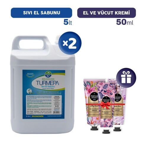 Turmepa Sıvı Sabun 5 lt x 2, El Kremleri Hediye