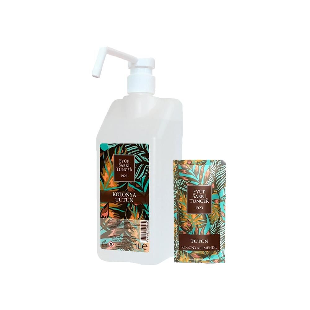 Eyüp Sabri Tuncer Tütün Kolonyası Sprey Başlıklı 1 lt ve Kolonyalı Mendil 150 Adet