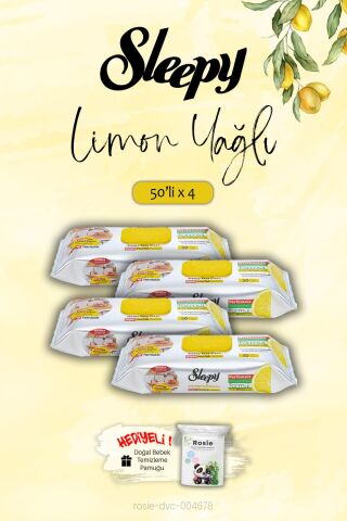 Sleepy 4 adet Mutfak Havlusu Limon Yağlı 50 Yaprak, ROSIE Hediye