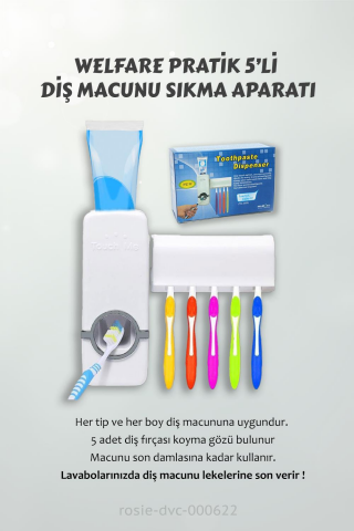 7 Adet Colgate Visible White Diş Macunu 75 ml, Diş Macunu Aparatı ve ROSIE