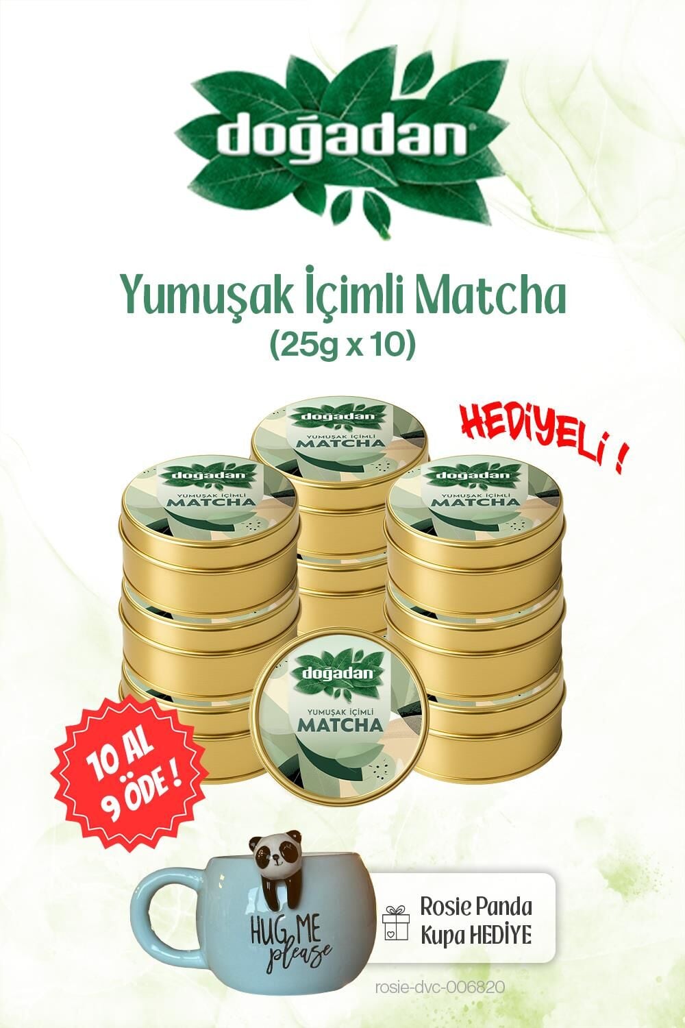 Doğadan 25gr Yumuşak İçimli 10 AL 9 ÖDE Matcha ve Panda Kupa