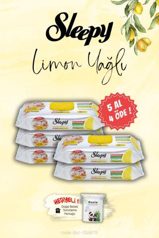Sleepy 5 AL 4 ÖDE Mutfak Havlusu Limon Yağlı 50 Yaprak, ROSIE Hediye