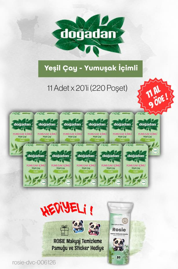 Doğadan Yeşil Çay Yumuşak İçimli 20'li 11 AL 9 ÖDE ve Rosie
