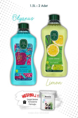 Zeytinyağlı Çeşme Limonu ve Okyanus Sıvı Sabun 1.5L ve ROSIE