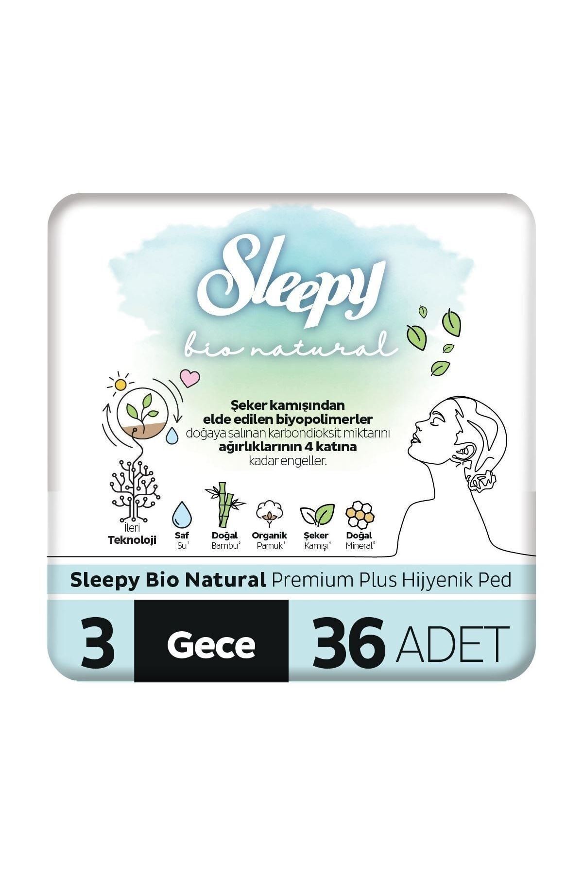 Sleepy Bio Natural Premium Plus Hijyenik Ped Gece 36 Adet Ped