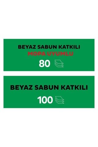 Sleepy Easy Clean Yüzey Temizlik Havlusu Beyaz Sabun Katkılı 100 Yaprak ve Mopa Uyumlu 80 Yaprak