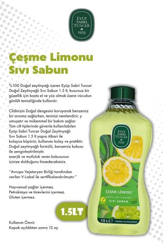 Zeytinyağlı Çeşme Limonu ve Zeytinyağlı Sıvı Sabun 1.5L ve ROSIE