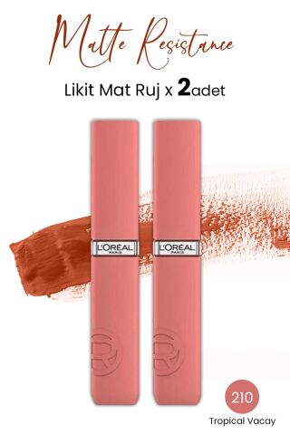 Loreal Paris Infaillible Matte Resistance Likit Mat Ruj - 210 Tropical Vacay x 2 Adet