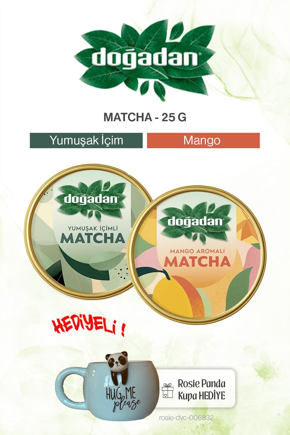 Doğadan Mango ve Yumuşak İçim Matcha 25 gr ve Panda Kupa