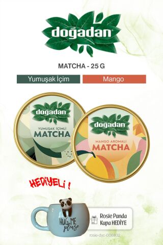 Doğadan Mango ve Yumuşak İçim Matcha 25 gr ve Panda Kupa