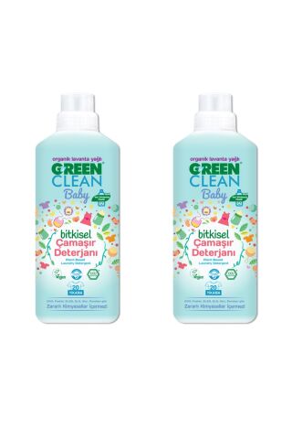 Green Clean Organik Lavanta Yağlı Baby Bitkisel Sıvı Çamaşır Deterjanı 1000 ml 2'li