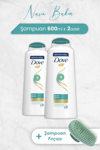 Dove Narin Bakım Şampuan 600 ml x 2 Adet ve Şampuan Fırçası
