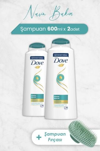 Dove Narin Bakım Şampuan 600 ml x 2 Adet ve Şampuan Fırçası