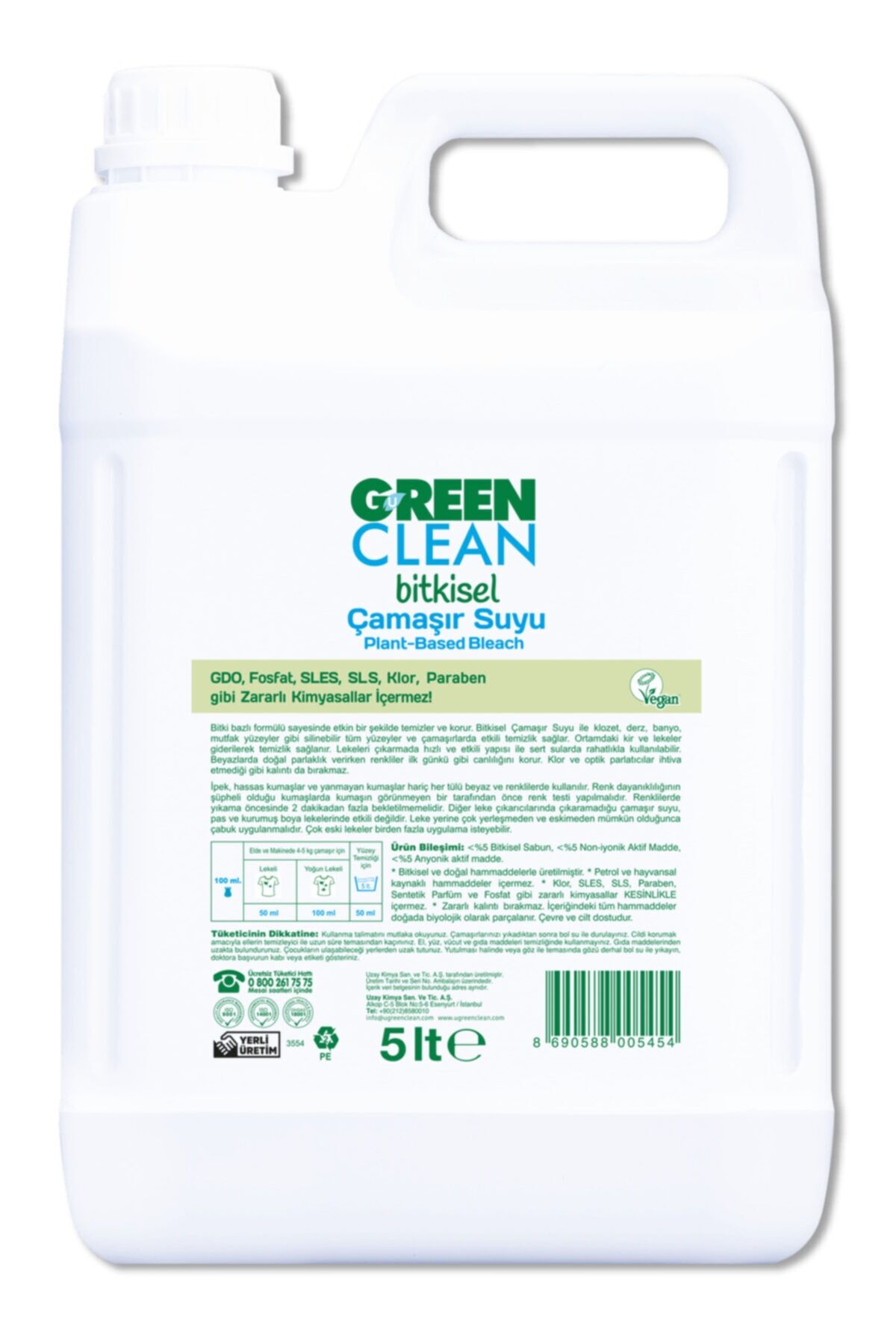 Green Clean Organik Çamaşır Suyu 5 Lt