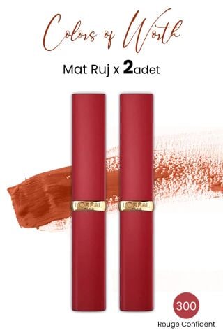 Loreal Paris Color Riche Colors of Worth Intense Volume Matte Ruj - 300 Rouge Confident x 2 Adet