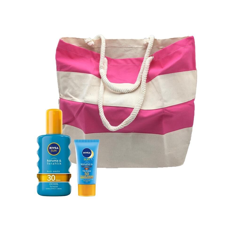 Nivea Sun Koruma & Ferahlık Güneş Spreyi ve Koruma ve Bronzluk Güneş Kremi, Fa Plaj Çantası Hediyeli