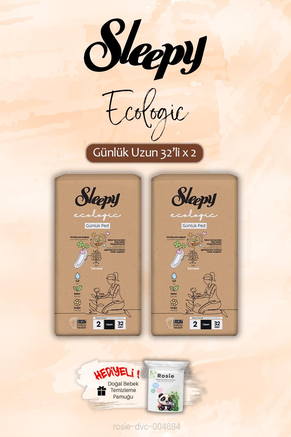 Sleepy Ecologic Günlük Ped Uzun 32'li x 2 ve ROSIE