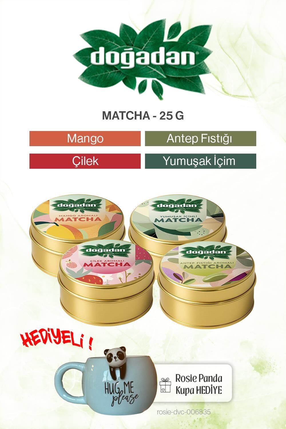 Doğadan 25 G Matcha Seti 4'lü ve Kupa Hediyeli