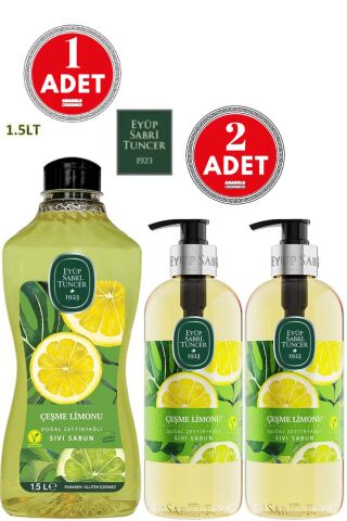 Çeşme Limonu Doğal Zeytinyağlı Sıvı Sabun 500 ml 2 ADET + 1.5 LT 1 ADET
