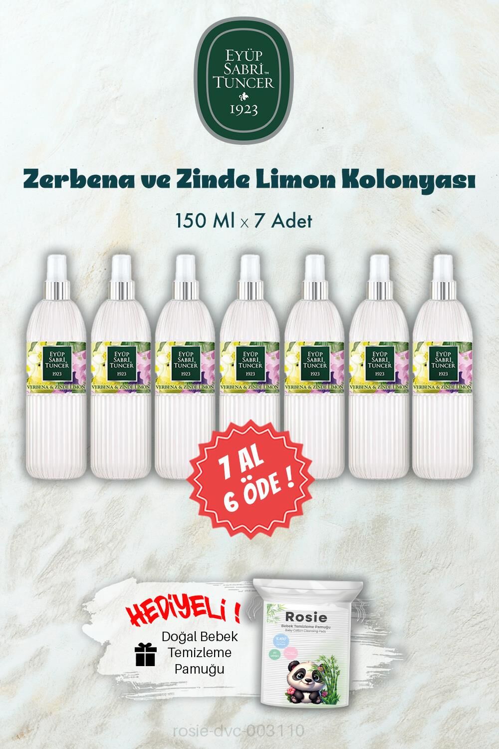 Verbena & Zinde Limon Kolonyası 150 ML 7 AL 6 ÖDE ve ROSIE Hediye