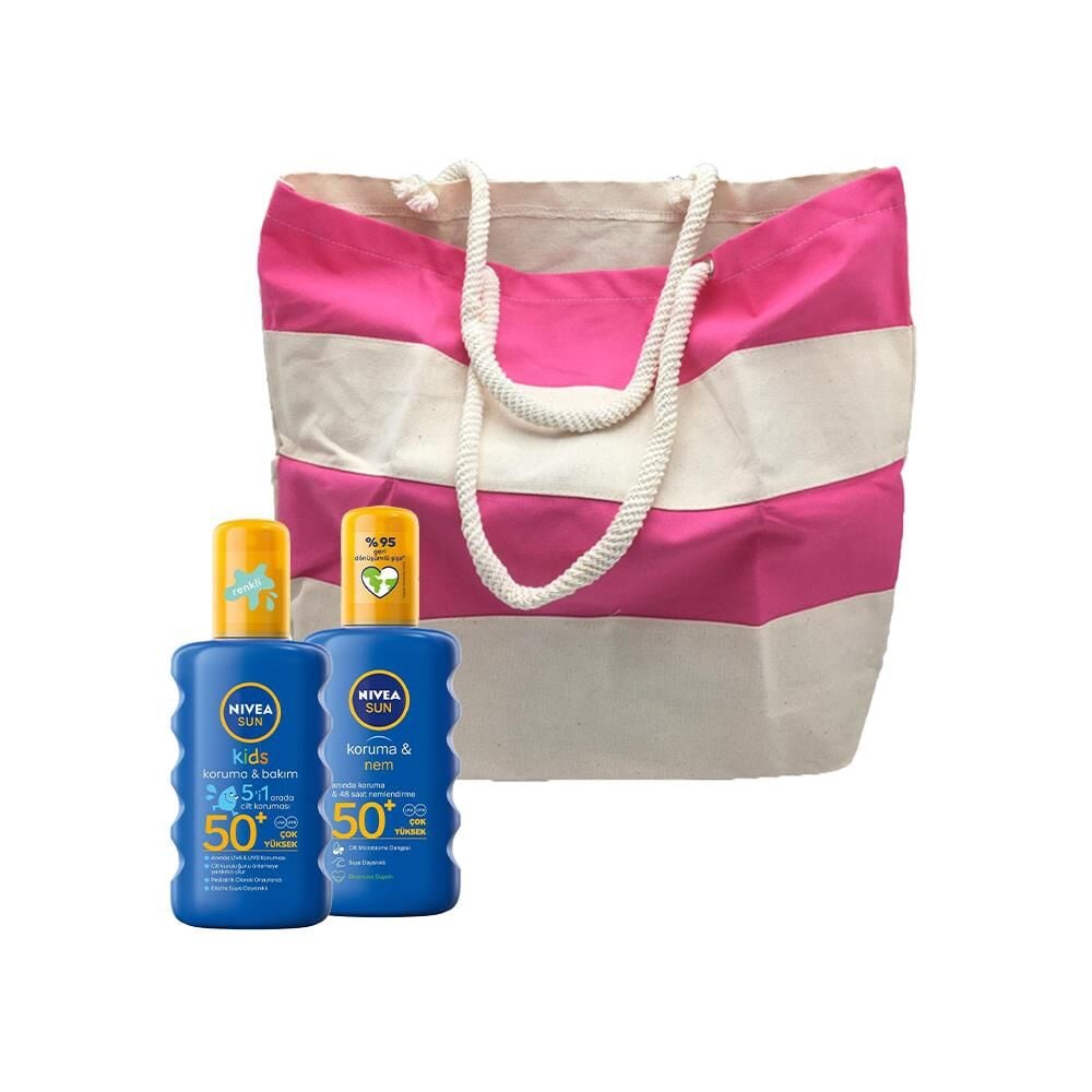 Nivea Sun Koruma&Nem Güneş Spreyi ve Çocuk Nemlendirici Güneş Spreyi , Fa Plaj Çantası Hediyeli