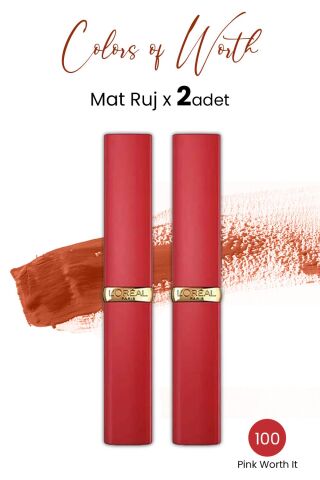 Loreal Paris Color Riche Colors Of Worth Intense Volume Matte Ruj - 100 Pink Worth It x 2 Adet