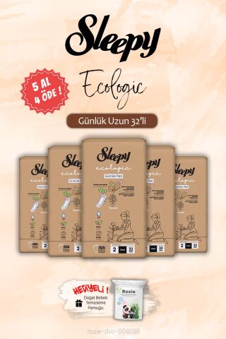 Sleepy 5 AL 4 ÖDE Ecologic Günlük Ped Uzun 32'li, ROSIE Hediye
