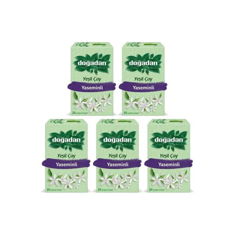 Doğadan Yeşil Çay Yaseminli 20'li Poşet x 5 adet