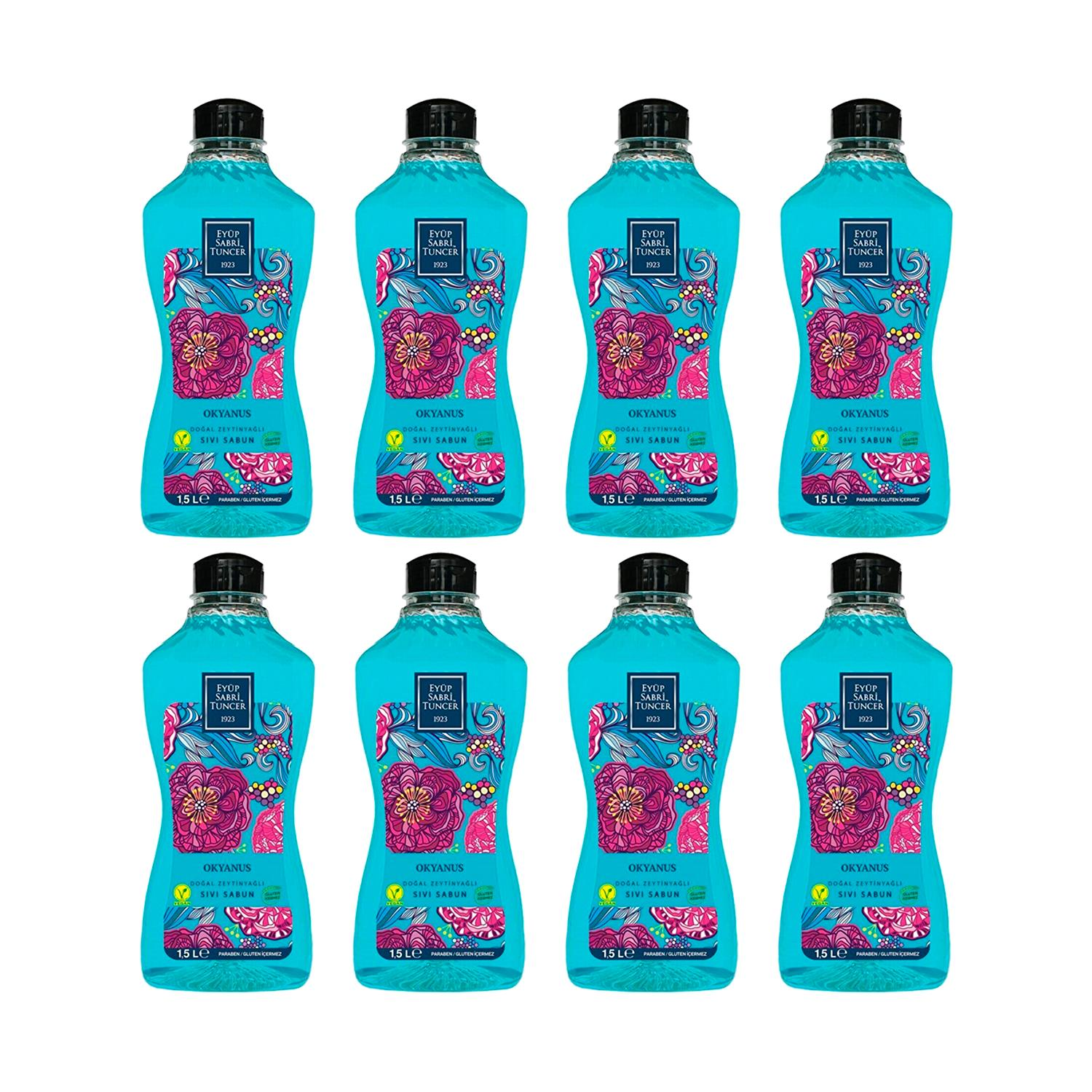 Eyüp Sabri Tuncer Doğal Zeytinyağlı Sıvı Sabun Okyanus 1500 ML Pet Şişe x 8