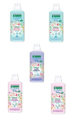 Green Clean Baby Çamaşır Deterjanı X2 + Baby Yumuşatıcı X2 + Baby Leke Çıkarıcı 1000 ML