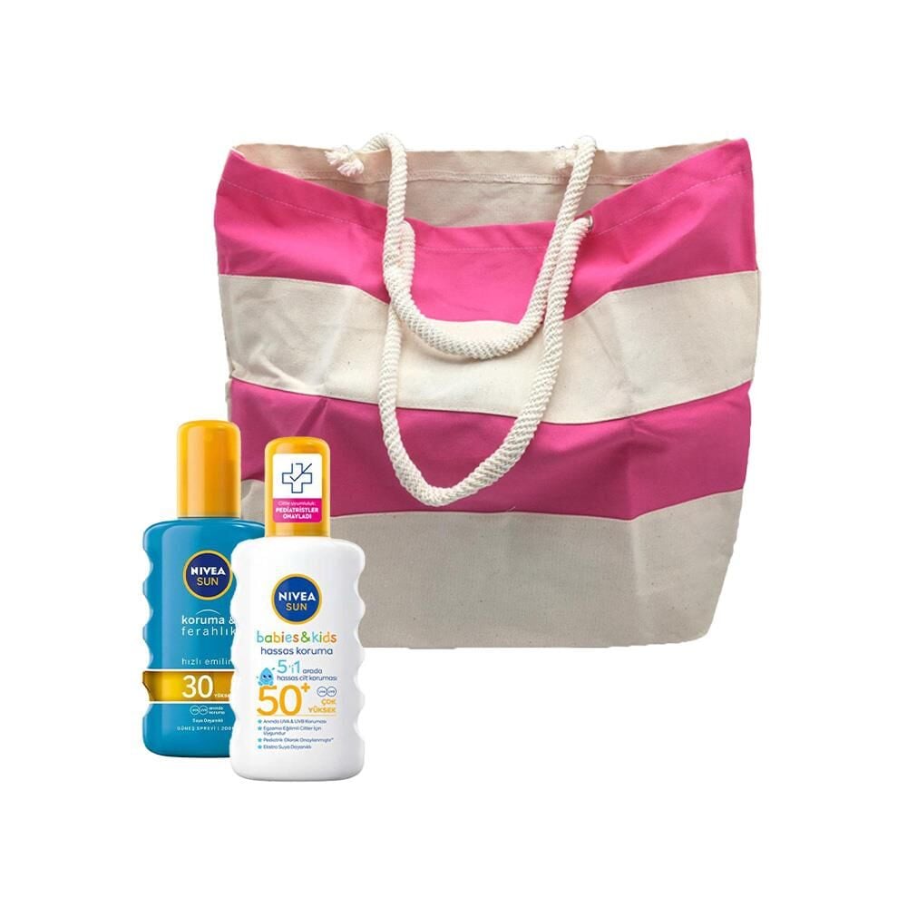 Nivea Koruma & Ferahlık Sun Güneş Spreyi ve Çocuk Hassas Nemlendirici, Fa Plaj Çantası Hediyeli