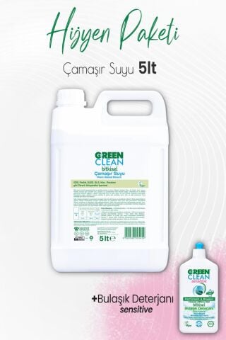 Green Clean Bitkisel Çamaşır Suyu 5 lt ve Sensitive Bulaşık Deterjanı 500 ml