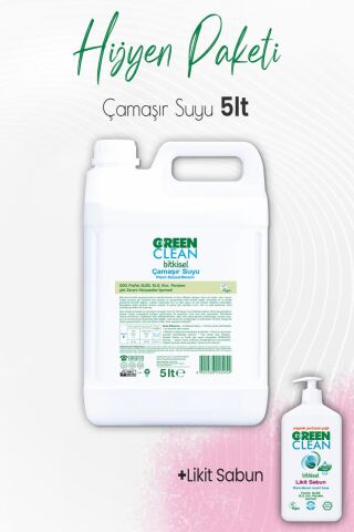 Green Clean Bitkisel Likit Sabun Portakal Yağlı 500 ml ve Çamaşır Suyu 5 lt