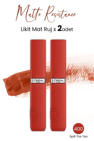 Loreal Paris Matte Resistance Liquid Lipstick - 400 Spill The Tea x 2 Adet