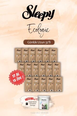 17 AL 15 ÖDE Uzun 32 'li Ecologic Günlük Ped, ROSIE Hediye
