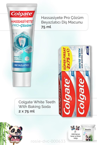 Colgate Hassasiyete Pro Çözüm Beyazlatıcı 75 ml, White Baking Soda2 x 75 ml  Diş Macunu ve ROSIE