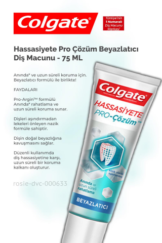 Colgate Hassasiyete Pro Çözüm Beyazlatıcı 75 ml, White Baking Soda2 x 75 ml  Diş Macunu ve ROSIE
