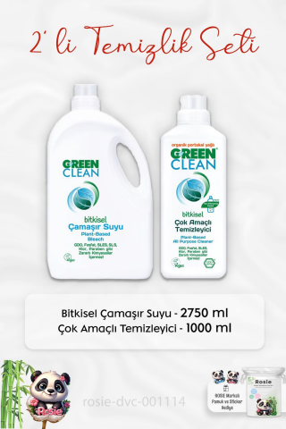 Green Clean Çamaşır Suyu 2750 ml, Çok Amaçlı Temizleyici 1 lt ve ROSIE
