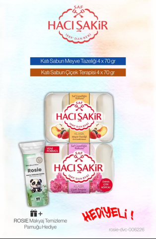 Hacı Şakir Çiçek Terapisi ve Meyze Tazeliği Katı Sabun 4x70 ml, Rosie Pamuk