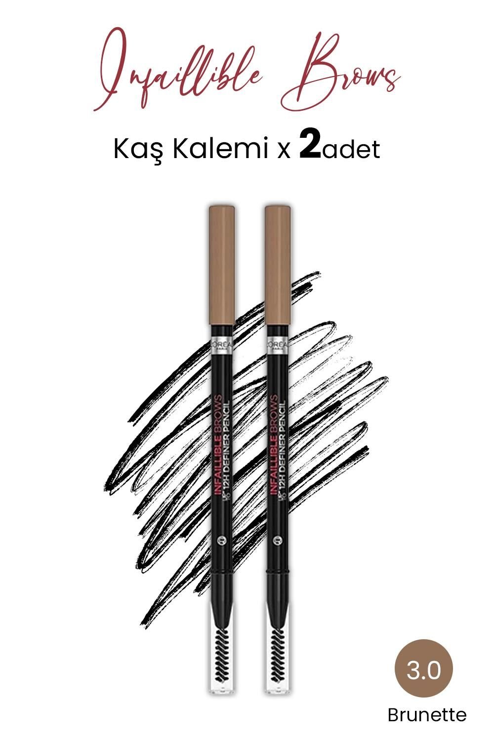 Loreal Paris Infaillible Brow 12H 3.0 Brunette Definer Pencil - Kaş Kalemi x 2 Adet