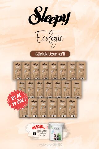 21 AL 19 ÖDE Sleepy 32 'li Ecologic Günlük Ped Uzun, ROSIE Hediye