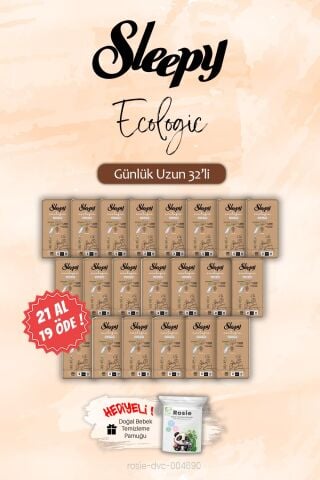 21 AL 19 ÖDE Sleepy 32 'li Ecologic Günlük Ped Uzun, ROSIE Hediye