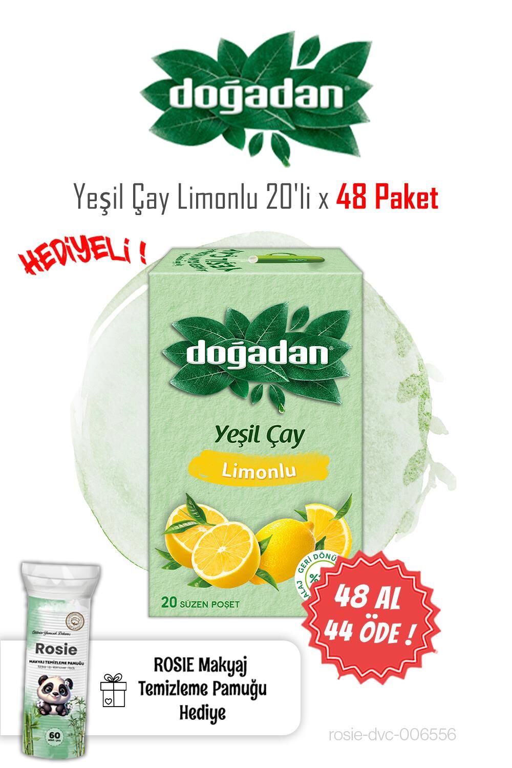 Doğadan 20'li 48 AL 44 ÖDE Limonlu Yeşil Çay ve ROSIE