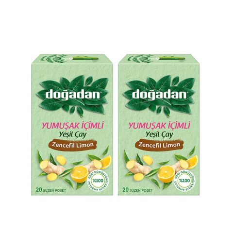 Doğadan Yeşil Çay Yumuşak İçimli Zencefil Limon x 2 adet