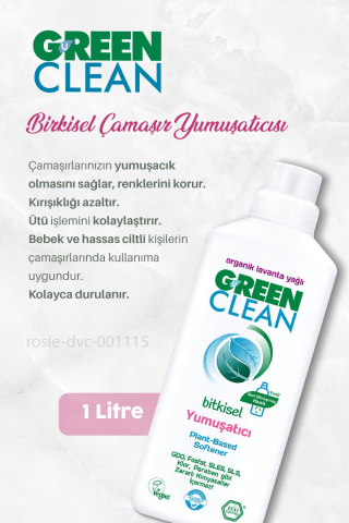 Green Clean Çamaşır Suyu 2750 ml, Çamaşır Yumuşatıcısı 1 lt ve ROSIE