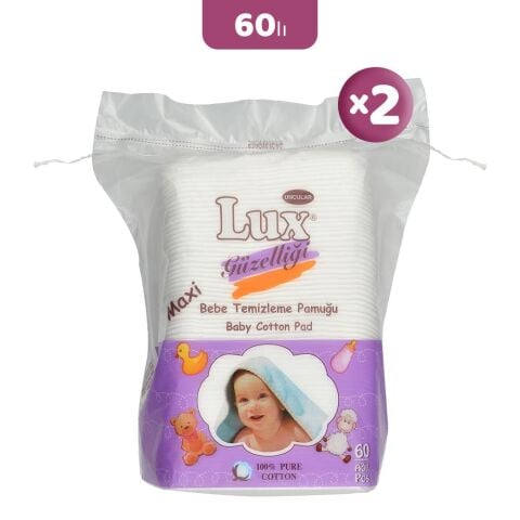 Lux Kare Bebe Temizleme Pamuğu 60' lı x 2