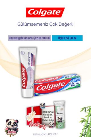 Colgate Diş Macun Hassasiyete Anında Çözüm,Üçlü Etki ve Rosie Makyaj Pamuğu